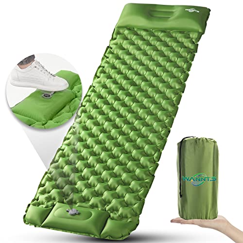 Sleeping Pad - WANNTS Ultralight Inflatable Sleeping Pad for Camping, 75  X25  , Built-in Pump, Ultimate for Camping, Hiking - Airpad, Carry Bag, Repair Kit - Compact & Lightweight Air Mattress