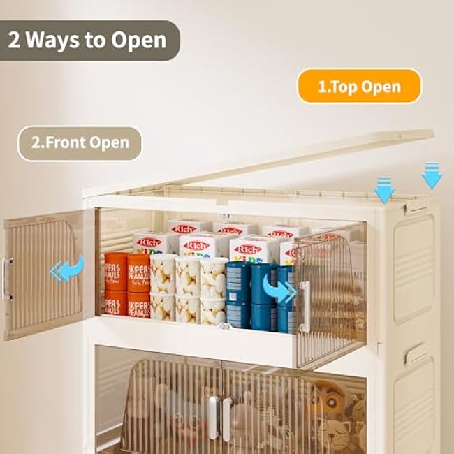 KHNR 550Qt Stackable Storage Bins with Lid, 5Packs Closet Organizer and Storaging Drawer, Collapsible Storage Box with Wheels, Plastic Clothes Storage Cabinet Containers for Home, Office