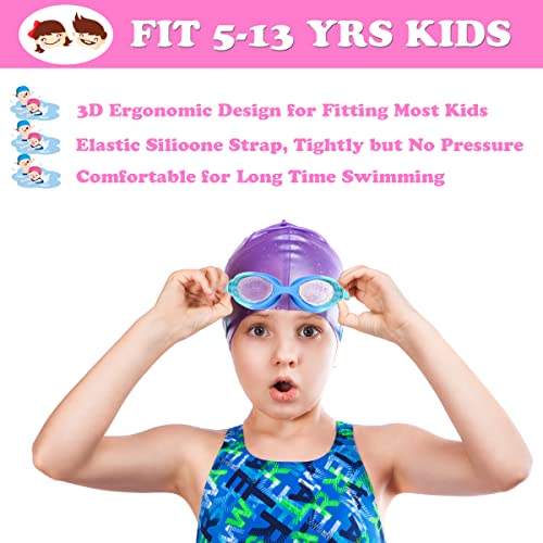 EWPJDK Kids Swim Goggles - 2 Pack Swimming Goggles Anti Fog Anti-UV No Leaking For Children Teens Boys & Girls Age 3-15 (Purple & Blue) by EWPJDK - Image 5