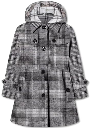 Image of Betusline Girls' Dress Coat, Kids Hoodie Wool Blend Coats Fall Winter Outerwear Peacoat,2-14 Years