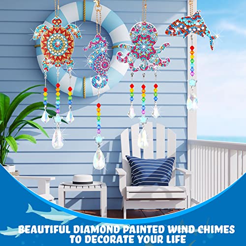 Carillon vent double face strass attrape-soleil océan