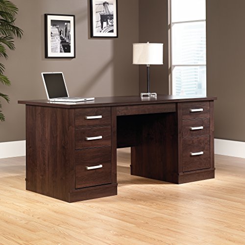 Sauder Office Port Desk, L: 65.51" X W: 29.53" X H: 29.29", Dark Alder Finish #TOP1