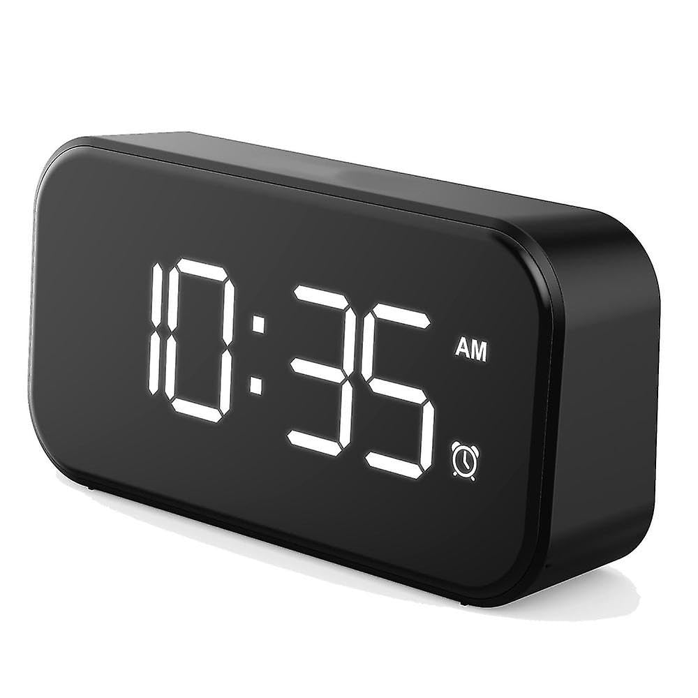 JOYHAPPST Digital Alarm Clock For Bedrooms, Bedside Clock With 6 Levels Of Brightness, Snooze(black Appearance + White Font)