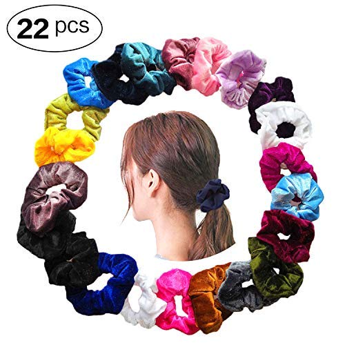Bestland 22 Pcs Velvet Hair Scrunchies, Elastic Scrunchy Hair Ties No Crease Ponytail Holder Ropes Hair Accessories for Women Girls, 20 Colors