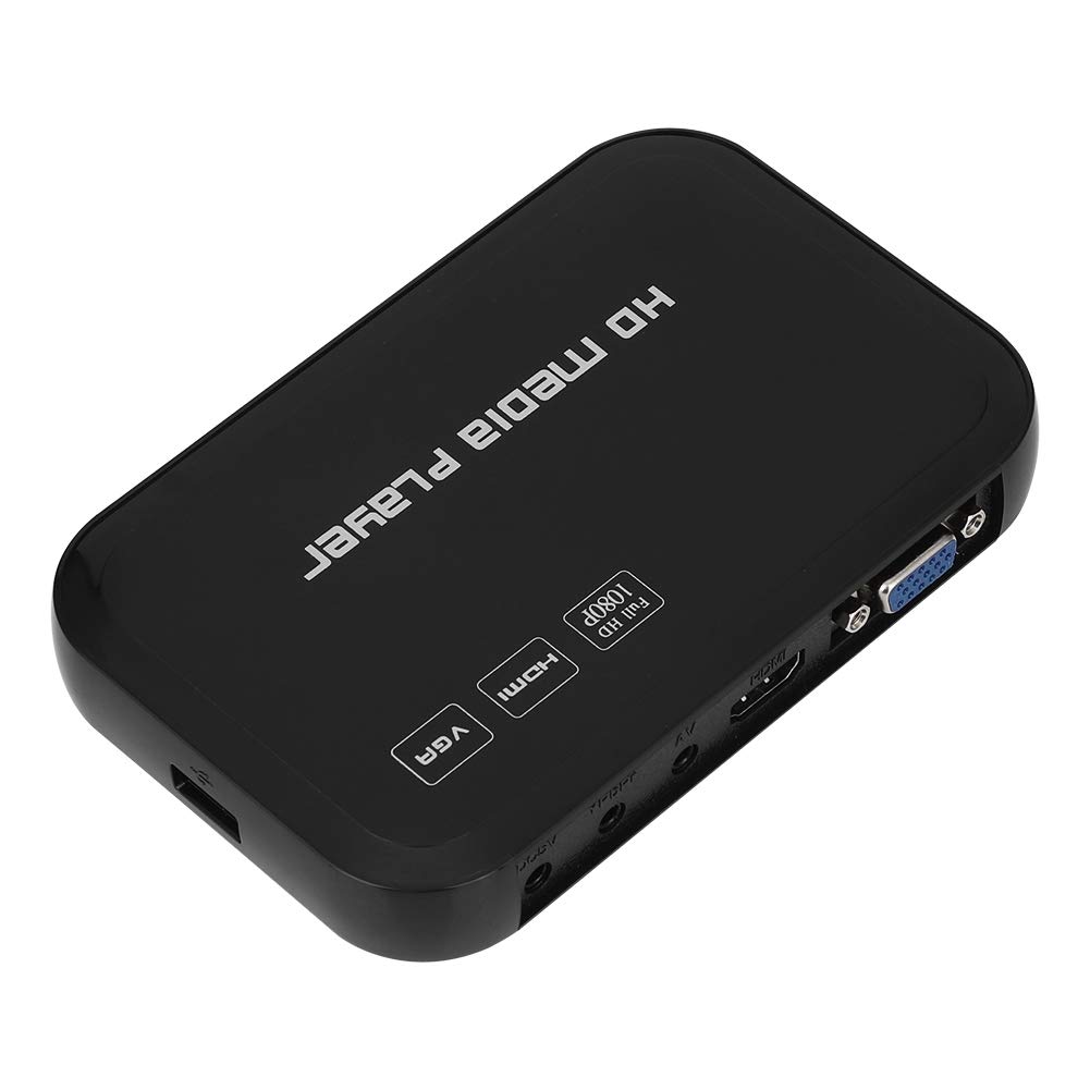 Mini Full HD 1080P Multi Media Player Uscita HDMI/AV, Lettore video audio HD con telecomando e cavo AV, Supporta MMC/SD/MS/SDHC(EU)