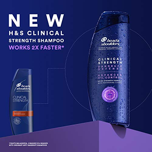 Image of Head & Shoulders Anti-Dandruff Shampoo with 1% Selenium Sulfide, Clinical Strength Advanced Oil Control Twin Pack, Seborrheic Dermatitis Relief, Oily Scalp, 13.5 Fl Oz Each (Pack of 4)