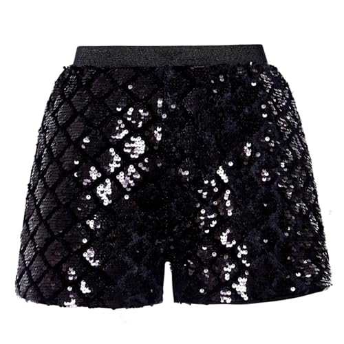 Short à paillettes moulant anti-glisse taille haute extensible