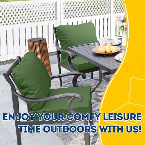 Image of AAAAAcessories Outdoor Seat Cushions for Chairs, Fade-Resistant, Waterproof Patio Furniture Replacement Cushions, 20 inch x 18 inch x 3 inch + 20 inch x 17 inch, Dark Moss Green