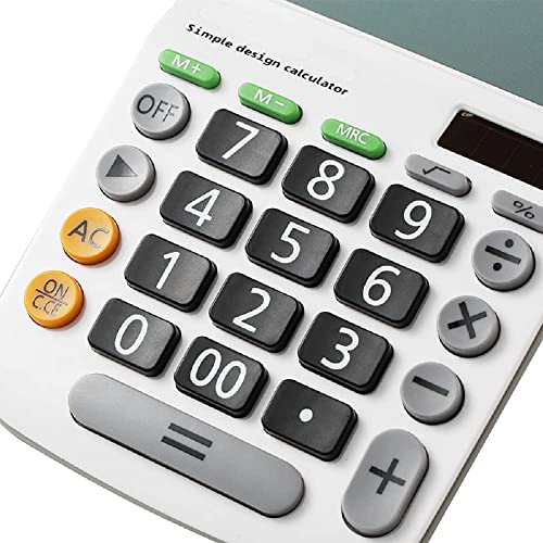 Calculator, Electronic Standard Desktop Calculator With 12 Digit Large Display Handheld Dual Power Solar And Battery Business Lcd Office Calculator White #TOP6