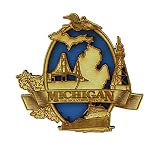Michigan Magnet The Wolverine State, Collectible Engraved Wooden Souvenir Magnets for Fridge, Made i
