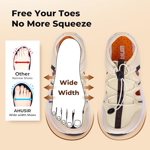 Image of Mens Closed Toe Wide Width Hiking Sandals Summer Walking Water Shoes Comfortable Recovery Fisherman Sport Sandals
