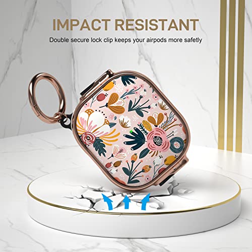 Image of Maxjoy for AirPods 3 Case with Lock, Flower AirPod 3 Case Lock Protective Cute AirPod 3rd Generation Cover for Women Girly with Keychain for AirPods 3rd Generation 2021 Cover, Floral