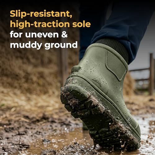 Image of Waterproof Deck Boots for Women | Lightweight, Anti-Slip Rubber Rain Boots, 10 oz each | Pull-On Fishing & Ankle Boots for Sailing, Boating, Docks, Camping | Garden Boots for Everyday