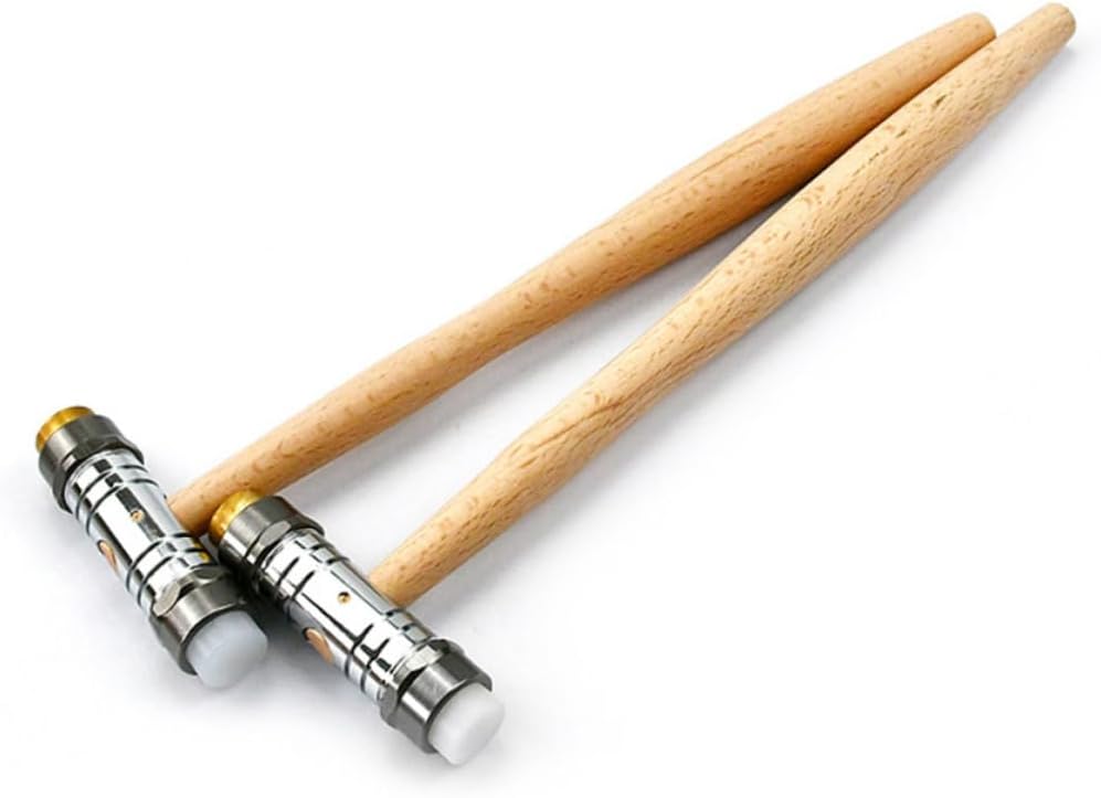 Mini Hammer for Watch Repair Round Double-head Replaceable Iron Mallet Ergonomic Wood Handle
