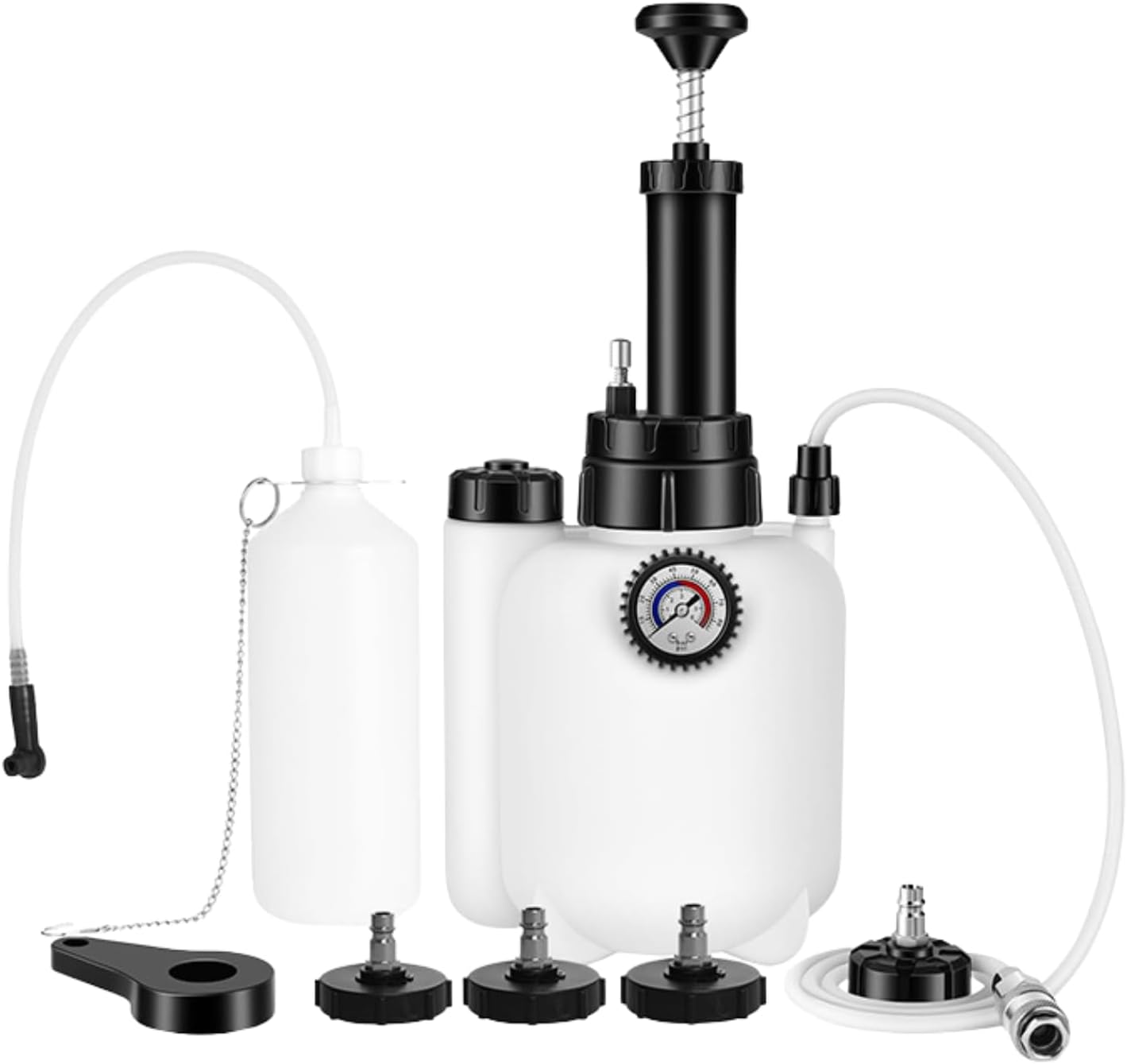 Manual Brake Bleeder, 3L Brake Bleeder Kit with Vacuum Pump, 4 Adapters & 34oz Waste Bottle, Universal Brake Bleeding Kit for Cars Trucks SUVs