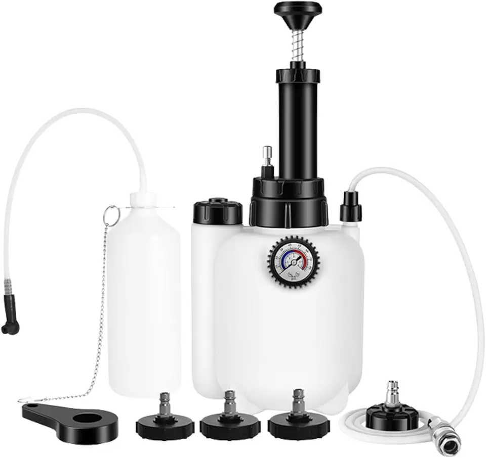 Sangrador de freio manual, kit de sangramento de freio 3L com bomba de vácuo, 4 adaptadores e garrafa de resíduos de 963 g, kit universal de sangramento de freio para carros, caminhões, SUVs