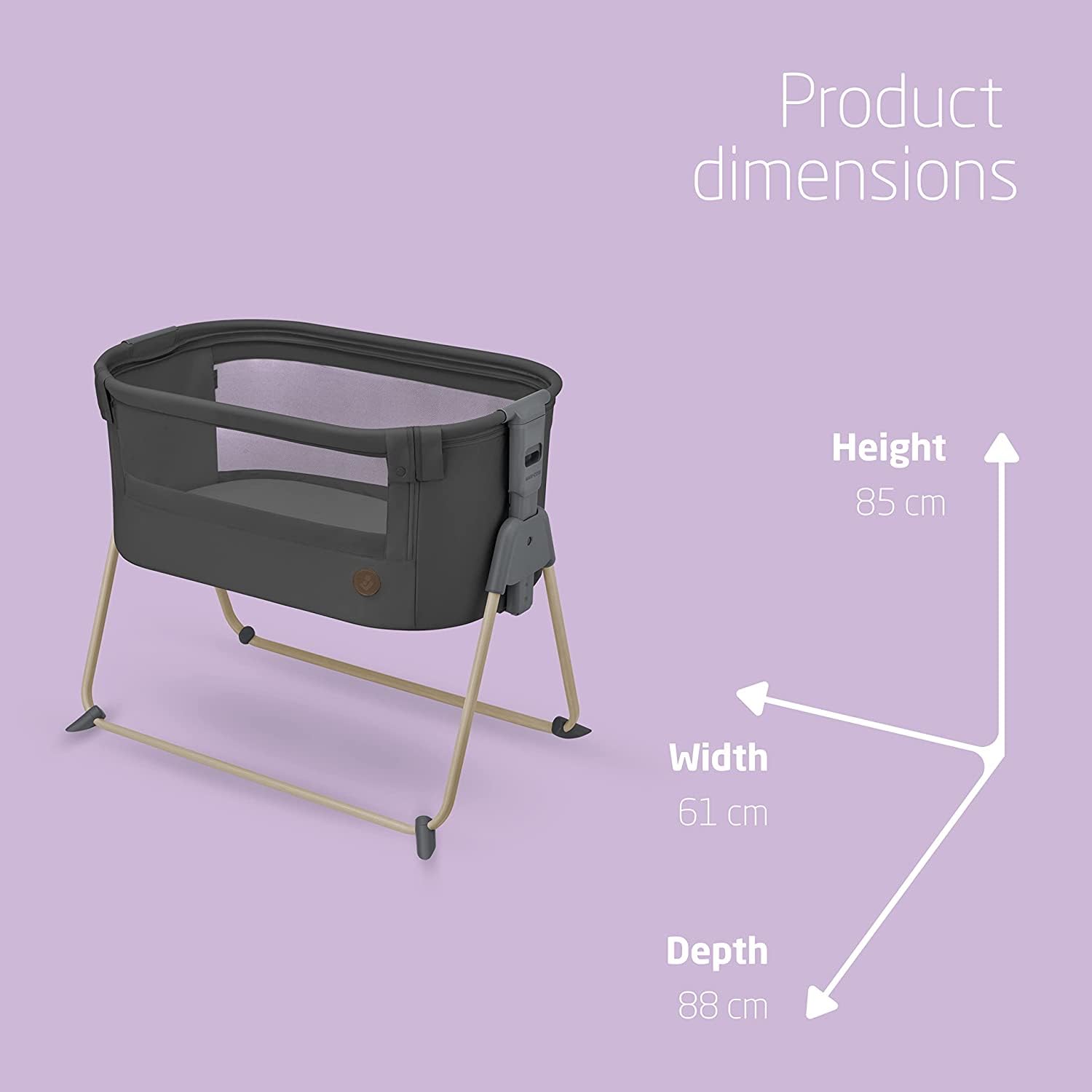 Maxi-Cosi Tori Co-Sleeper 2 en 1, Cuna de Noche, 0-6 Meses, 0-9 kg, Plegable ultracompacto, Ligero, 5 Posiciones de Altura, portátil con Malla Transpirable, Cuna de Viaje, más allá del Grafito