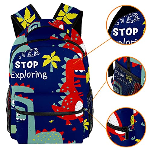 Sac à dos motif dinosaure bleu multicolore avec compartiments - 3