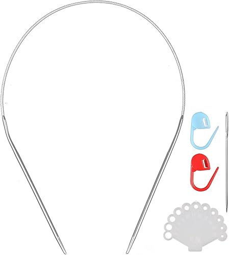 Agujas de tejer circulares de acero inoxidable, tamaño 2, 16 pulgadas de longitud, aguja circular para proyectos hechos a mano, tejido de bricolaje,