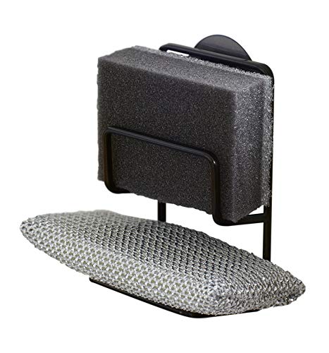 Yamazaki 2265 TOWER Double Sponge Holder with Suction Cup, Black, Steel, Minimalist Design, 7.5 x 6.3 x 12.7 cm (LxWxH) - Image 3