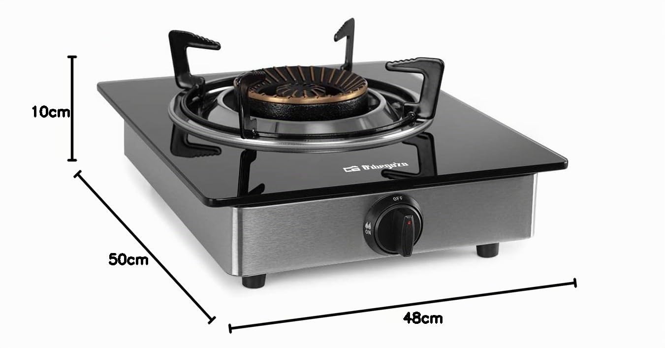 Orbegozo FO 1720 - Hornillo a gas, quemador de triple corona, cuerpo inox, superficie de cristal templado, butano y propano, interior y exterior