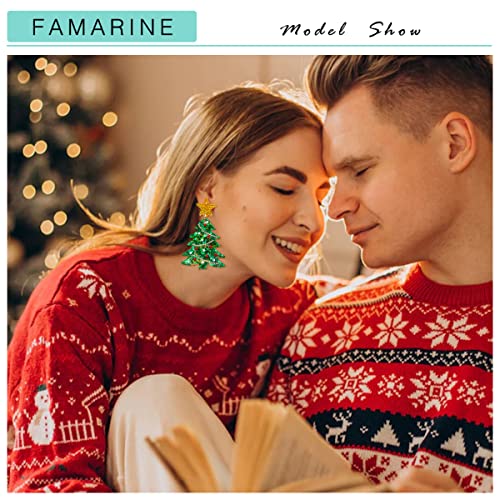 Christmas Tree Earrings for Women Acrylic Drop Earrings Green Tree Earrings — view 2