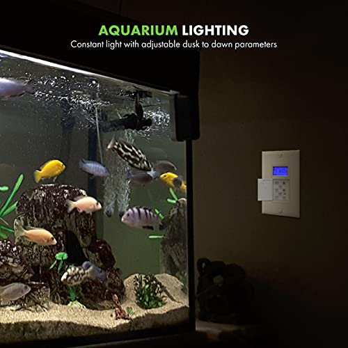 Topgreener Digital Astronomic Timer Switch, 7-Day Programmable Sunrise Sunset Timer For Lights, Fans, & Motors, Single-Pole Or 3-Way, Neutral Wire Required, Ul Listed, Tgt01-H-La, Light Almond #TOP5