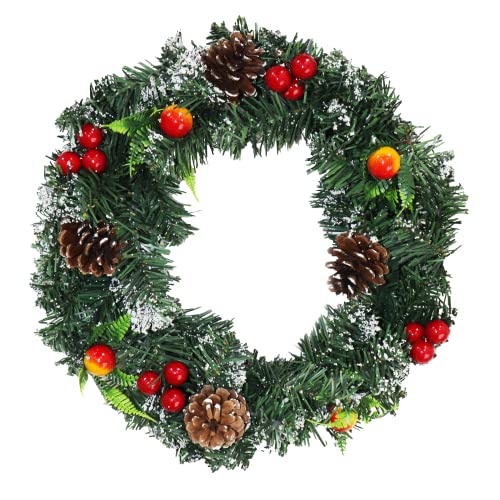 TONGYONG Couronne de Noël Diamètre 30CM Guirlande Artificielle Pommes Pin et Baies ?Noël l'Avent à Suspendre pour Décor Porte Cheminée Escaliers Fête, Intérieure Extérieure Cover