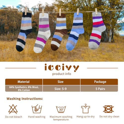 Womens Socks 5 Pairs Wool Warm Cotton Thick Vintage Socks Gifts For Women - Image 4