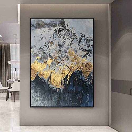 Toile peinture à l'huile haute qualité relief 3D feuille d'or salon