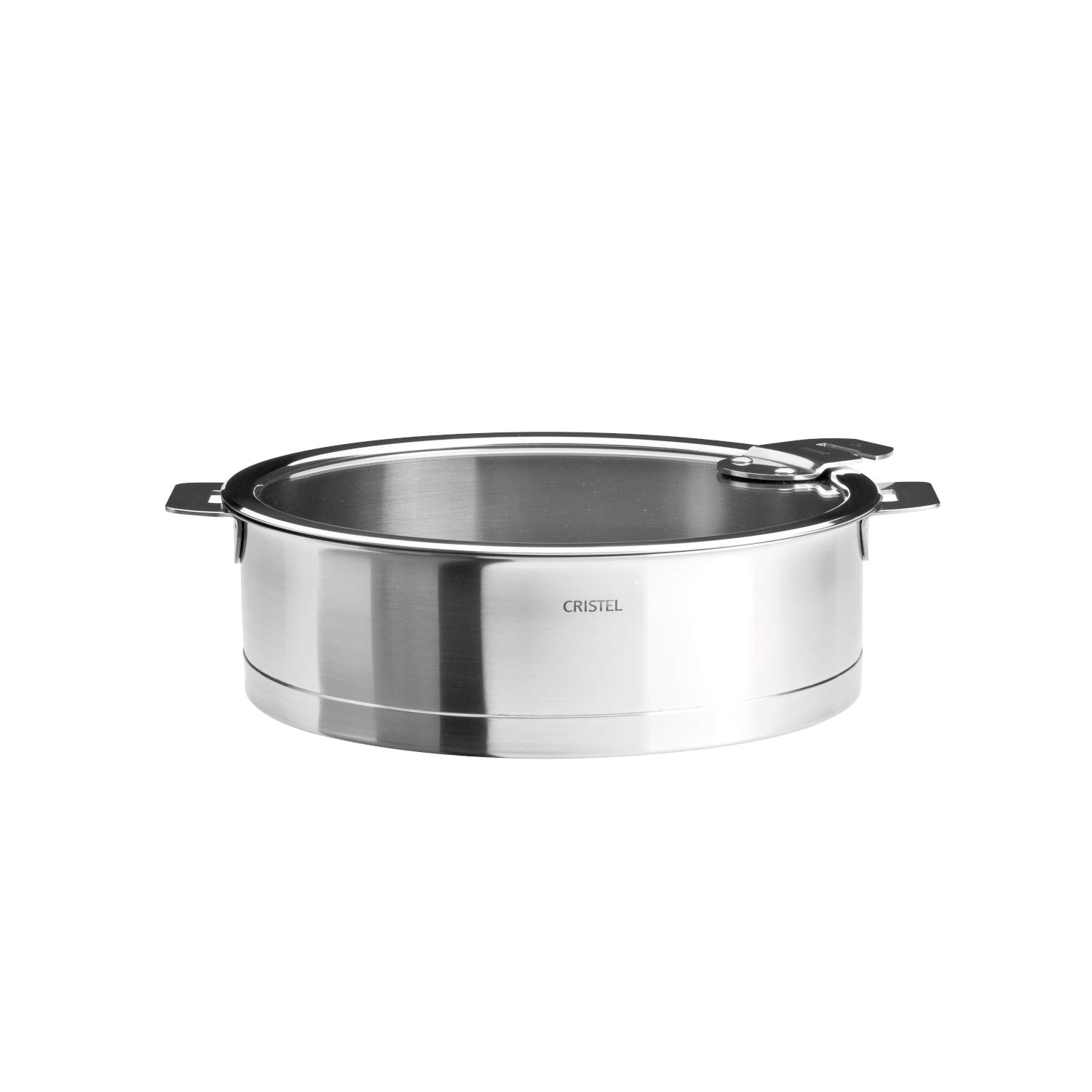 Cristel Strate Stainless Steel 5 5 Quart Saute Pan with Flat Glass Lid