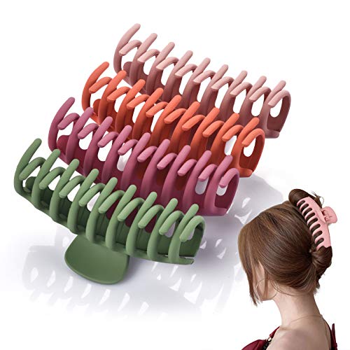 4 packs Large Hair Clips Big Acrylic Matte Claws Hair Clips for women Hair 4 Inch Non Slip Hair Clips for Thick or Thin Hair - 4 Colors