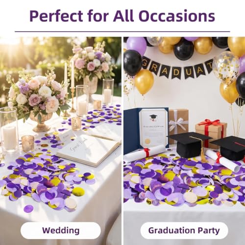 Image of Purple Gold Confetti /Purple Gold Party Table Decorations /Eid Mubarak /Purple Birthday Decorations /NYU Graduation Party Decorations 2026 (Pack of 3)