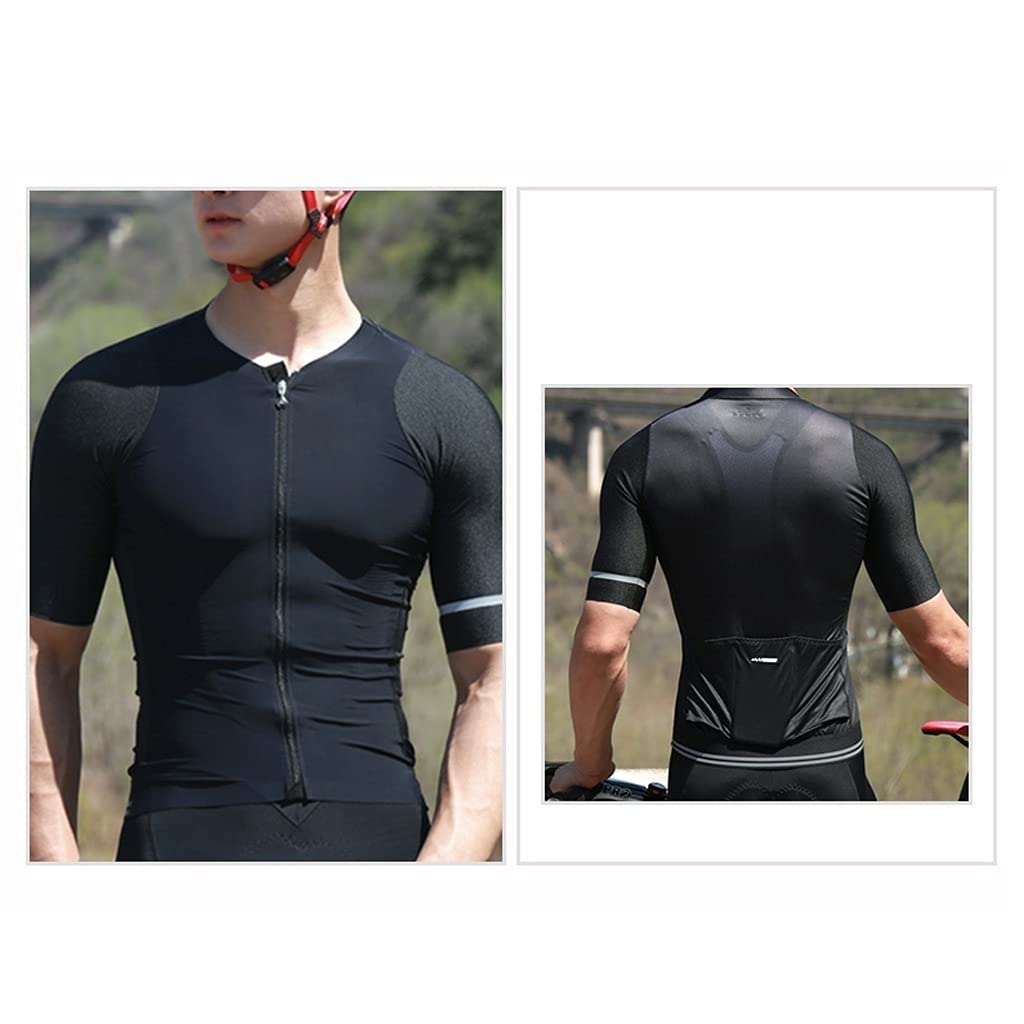 Męska odzież kolarska Męska koszulka na rowerze z krótkim rękawem Koszulka rowerowa Full Zip Wilgotność, Oddychająca Top - Koszula rowerowa Męskie koszulki kolarskie(Zwart,3XL)