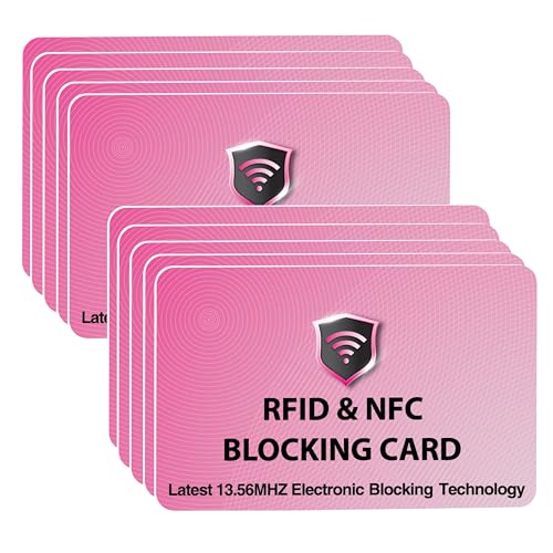 Image of SaiTech IT 10 Pack RFID Blocking Card, Protect Your Entire Wallet, Purse, and Cards from NFC Contactless Theft Wallet for Men & Women - Pink