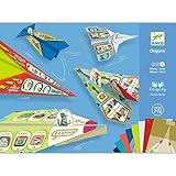 Djeco Kit Origami Avions - Enfants de 7 à 12 Ans - Activité Créative Pliage Papier - Développe la Motricité Fine - 20 Feuilles Décorées, 20 Personnages - Différentes Difficultés, 5 Modèles d'avion
