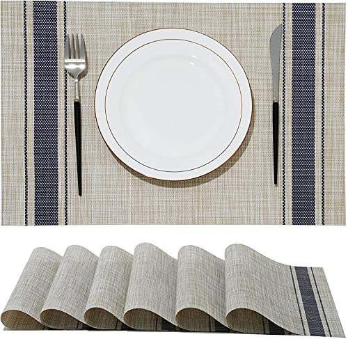 Image of Anugrah Dining Mats Table Mats PVC Placemats Heat-Resistant Placemat for Dining Tea Table Woven Vinyl Stain Resistant Table Mats Easy to Clean - 45x30 cm (Purple, 2)