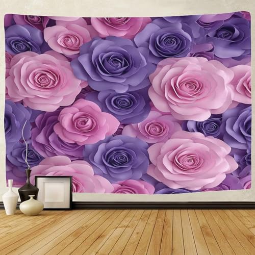 Couverture murale en polyester doux imprimé 3D de style rose - 2