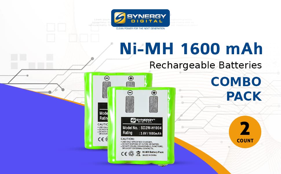 Synergy Digital 2-Way Radio Battery, Compatible with Motorola HKNN4002B 2-Way Radio Battery Combo-Pack Includes: 2 x SD2W-H1004 Batteries