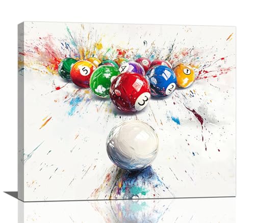 Quorin Banksy Billiards Wall Art Colorful Sport Pictures Billiards Pool Ball Sports Wall Decor Street Graffiti Canvas Print Painting Artwork for Pool Hall Gym Living Room Bedroom 20"x24"