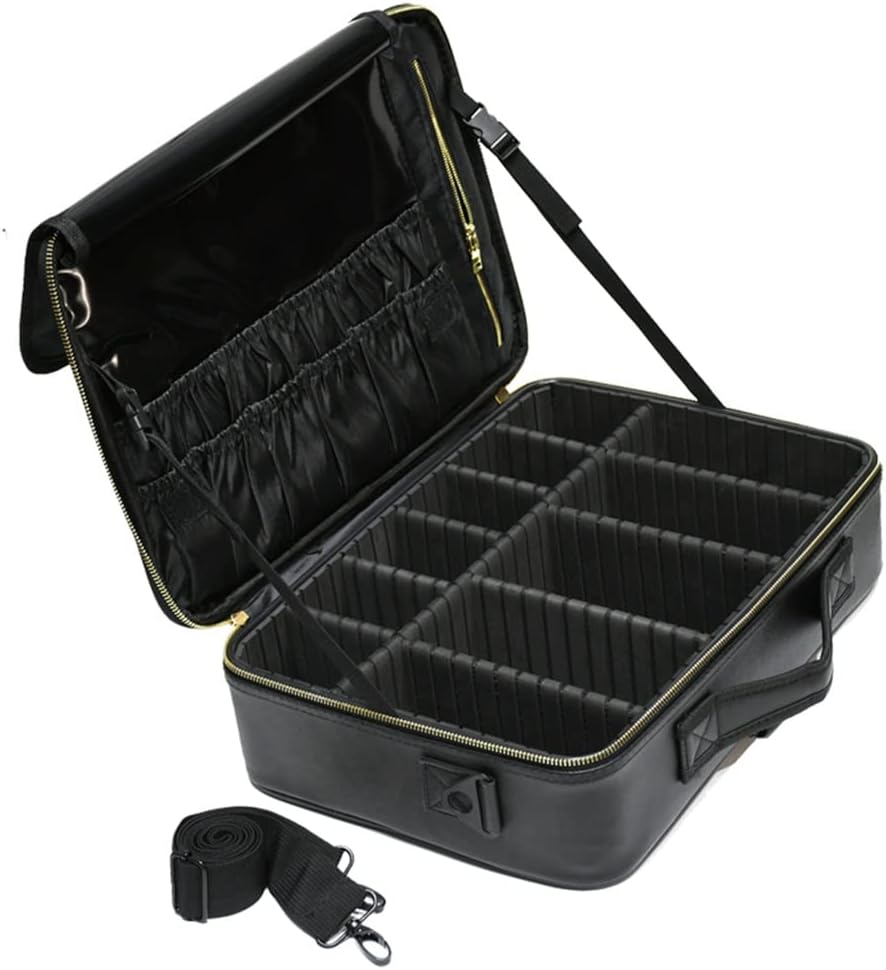 Cosmetic Case For Women Professional Waterproof PU Leather Large Capacity Storage Travel Toiletry Makeup Bag(Medium)