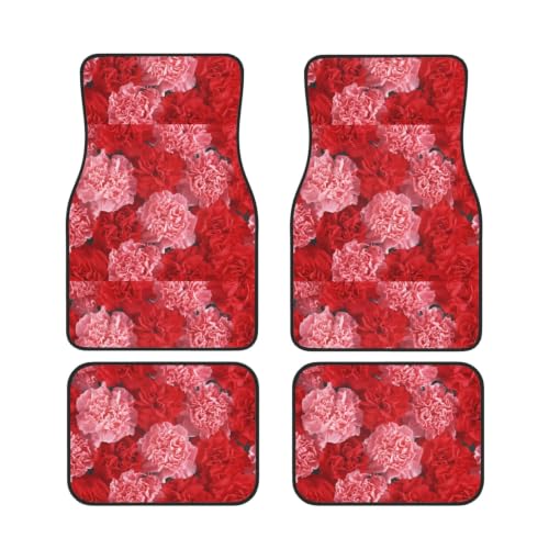 Alfombrillas de coche de neopreno con flores de clavel juego de 4 piezas antideslizantes