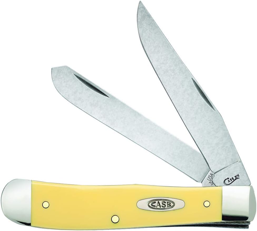 WR Case XX Pocket Knife Yellow Synthetic Trapper W/Clip Item #81091 - (3254C SS) - Length Closed: 4 1/8 Inches