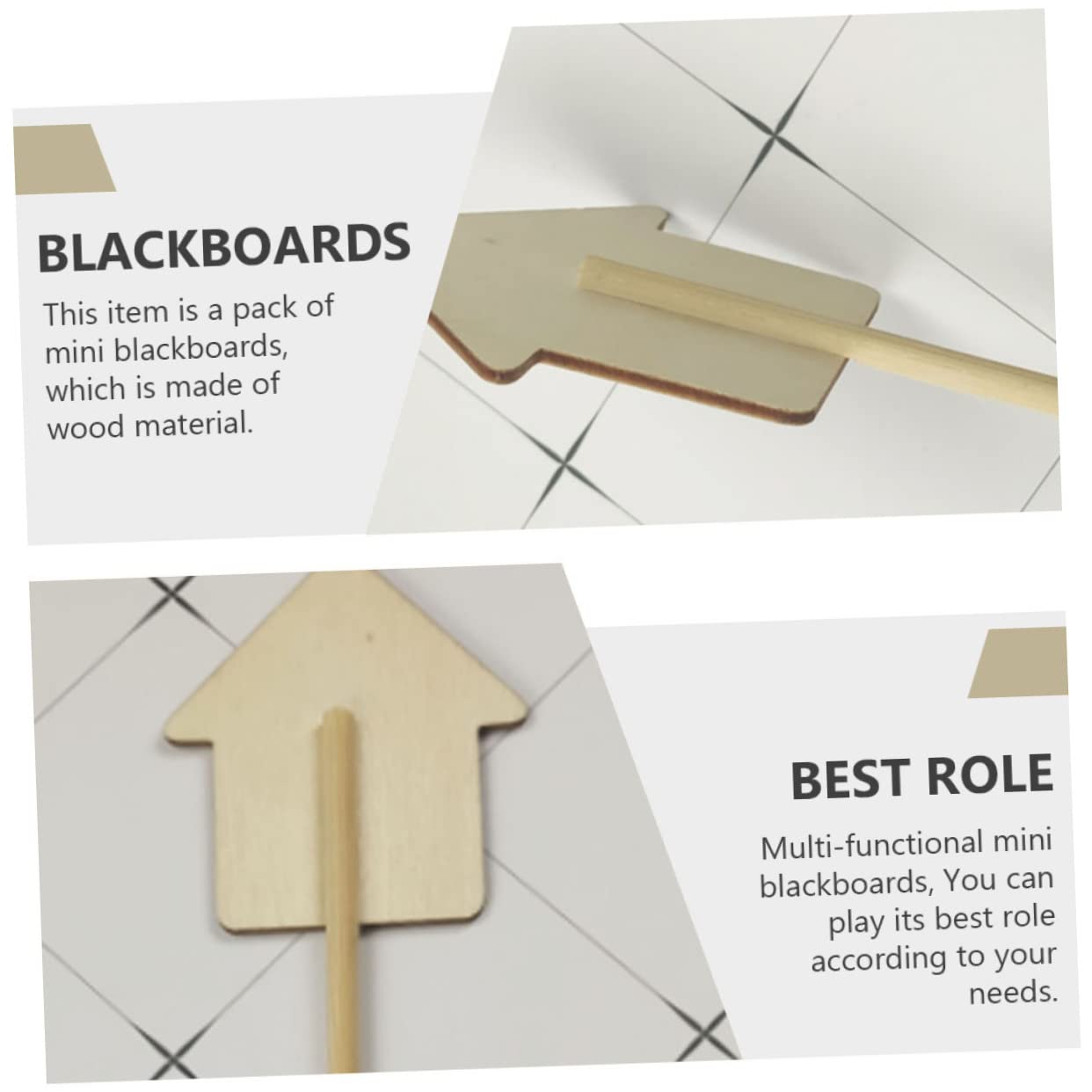 BESPORTBLE Set of 10 Chalkboard Picks Pot Decor Chalkboard Sign Food Toppers Non-Slip Ideal for Wedding Favors