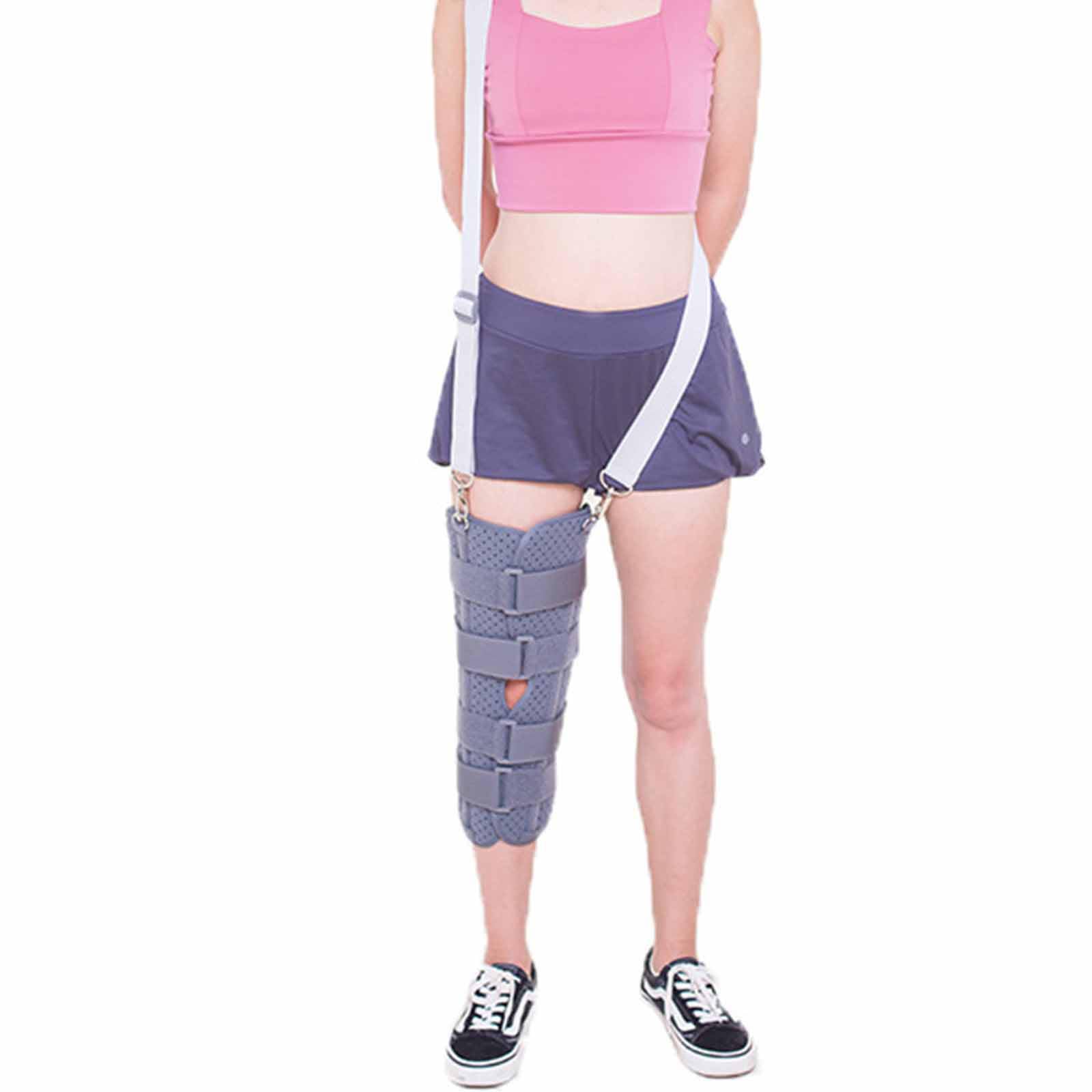 Férula inmovilizadora de piernas, férula de Rodilla, Abierta, Cabestrillo de Pierna anticaída, Abrazadera inmovilizadora de piernas Transpirable para Personas con Lesiones en Las piernas (XL)
