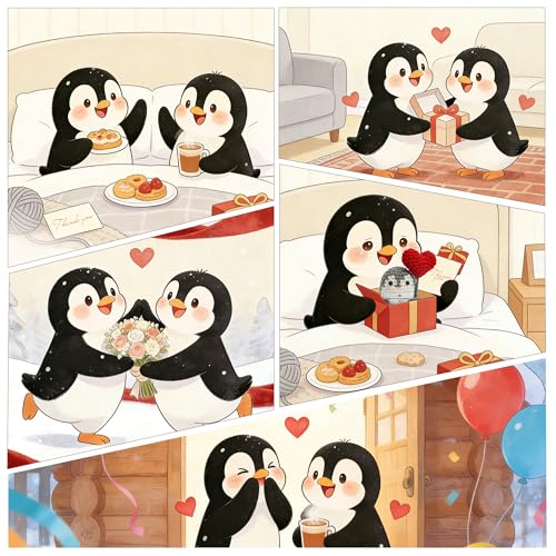 TMEINSONN Dankeschön Geschenke Klein Gestrickte Positive Pinguin Glücksbringer für Frauen Männer Freunde Kollegen Erzieherin, Danke Geschenk Dankeskarten, Positive Kartoffel Ersatz Gehäkelte Geschenke