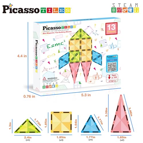 Image of PicassoTiles Travel Size Series Magnet Building Blocks Toy Set mini Diamond Magnetic Construction Block Sensory Toys Preschool Toddler Boy Girls Age 3+ STEM Educational Learning Kit Pretend Play PTM13