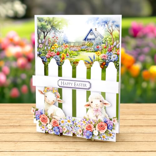 Katy Sue Kit de fabricação de cartões de cerca de estacas de jardim de primavera. Contém 8 cartões e