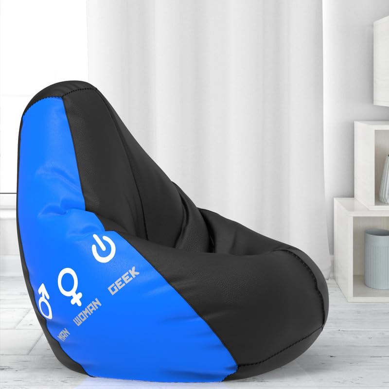 Biggie Bean Bag Cover 6XL- Official: Jack & Mayers Bean Bags - Max User Height : 6-6.5 Ft. - Weight : 99-110 Kgs(Black Blue-Model: Man Woman Geek)-image-25