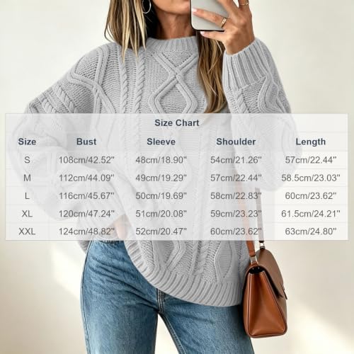 Women's Cable Knit Sweater Fall Oversized Chunky Knit Pullover Daily Wear - image 4